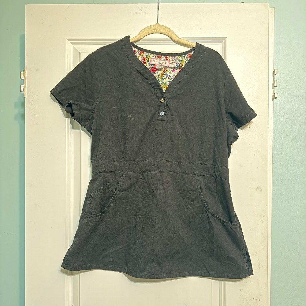 Koi black scrub top